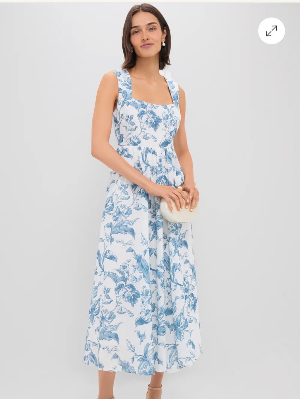 NWT Blue Floral Square-Neck Maxi Dress open back and flowy - Tuckernuck